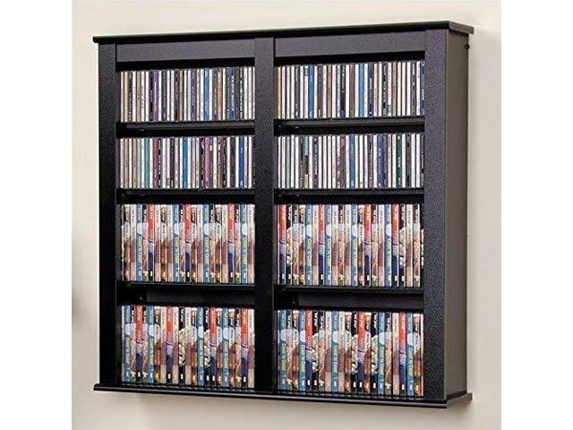 Black Double Floating Media Wall Storage Shelf K731971