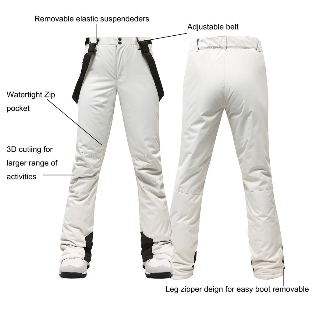 White Waterproof Insulated Snow Bib Trousers O42364
