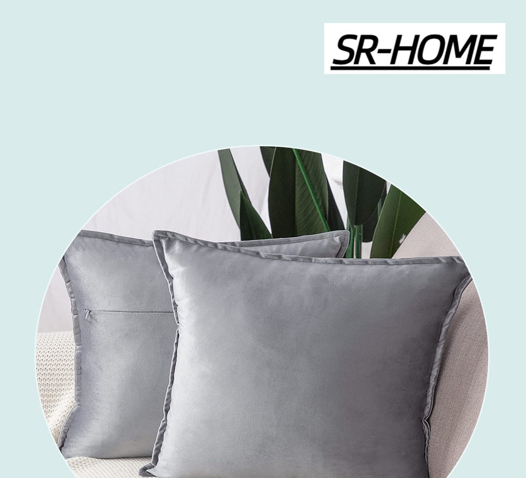 Set of 2 Super Soft Velvet Decorative Throw Pillow Covers Square with Fringe Cushion Case A81400