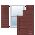Cottage Red Exterior Wood Pine Louvered Shutters Per Pair G83889