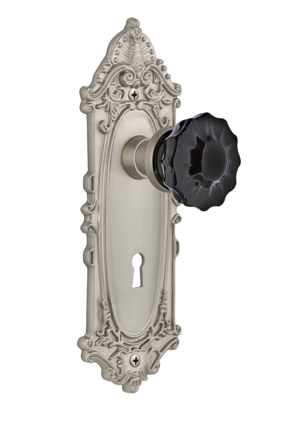 Black Crystal / Satin Nickel Interior Mortise Door Knob S2374