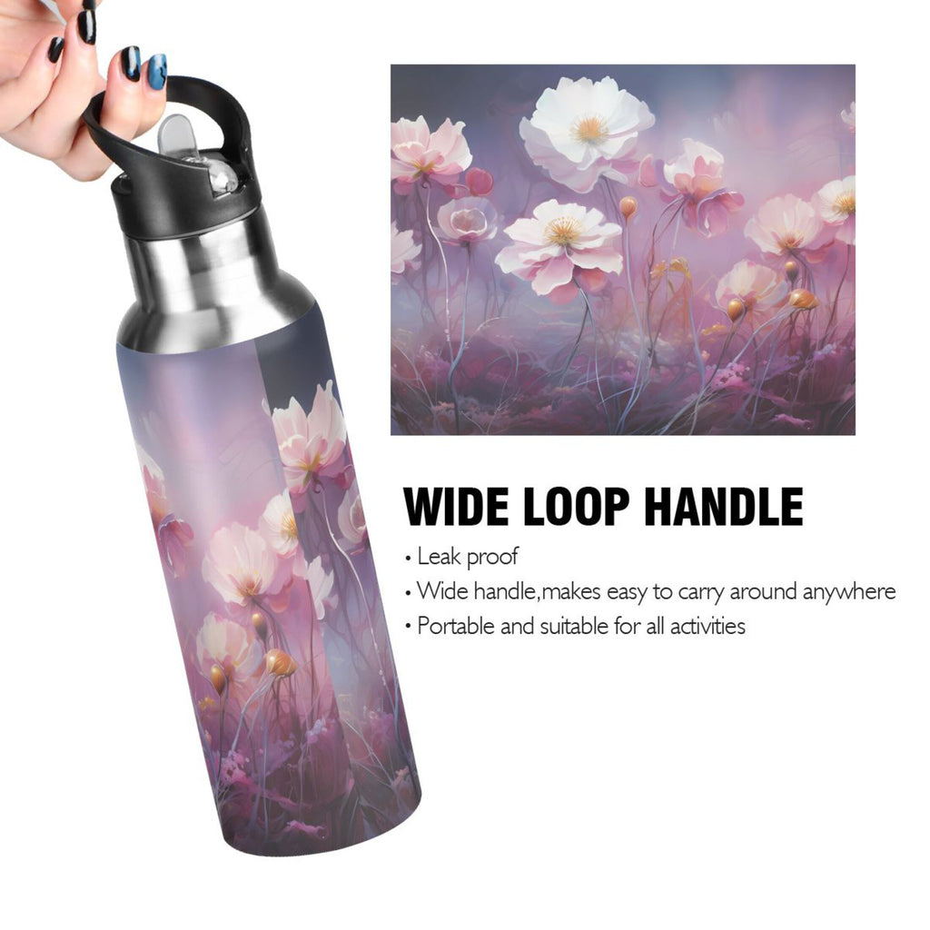 20 oz Insulated Stainless Steel Water Bottle with Straw Lid L2178
