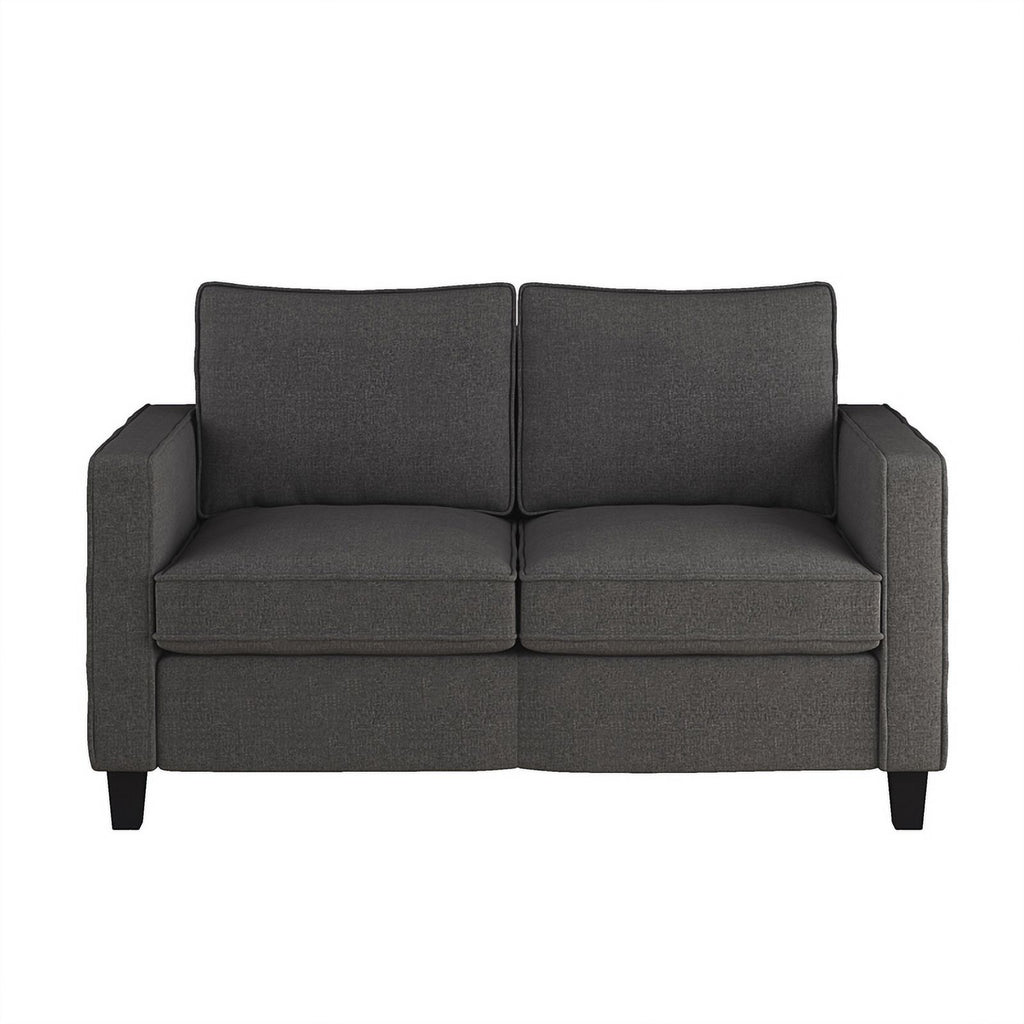 Gray Linen-Like Fabric Upholstered 2 Seater Loveseat Sofa Q664