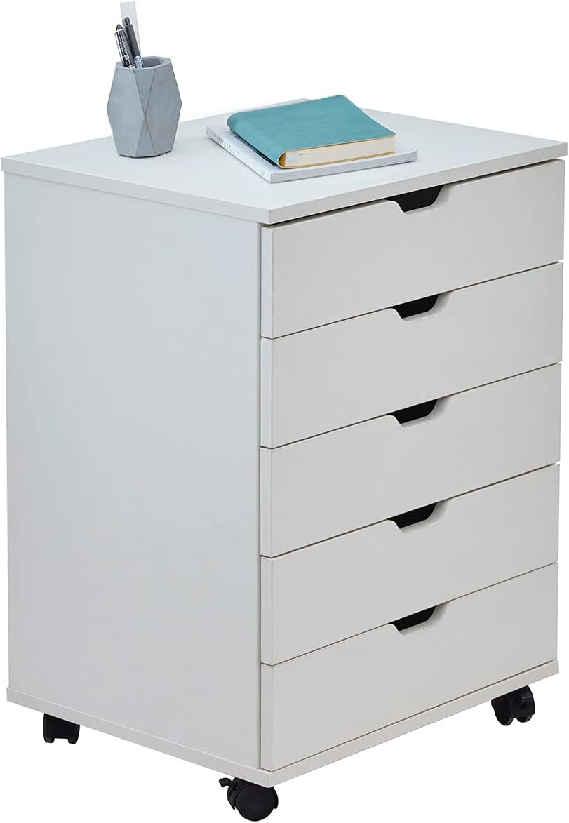 Black 5 Drawer File Cabinet with Casters V156598