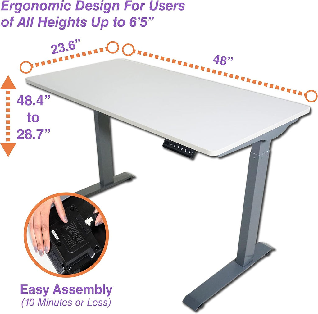 White Electric Sit-Stand Standing Desk V80937
