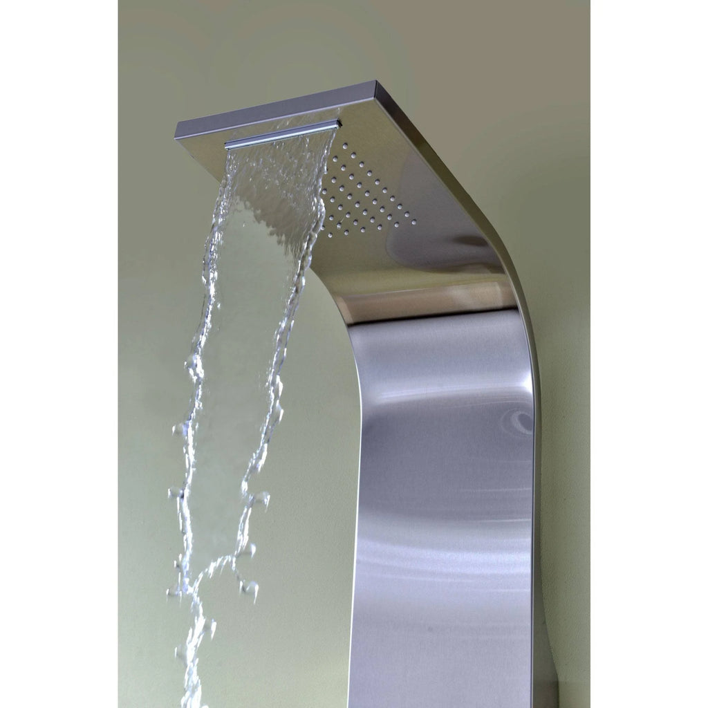 Brushed Steel 2-Jetted Shower Panel with Heavy Rain Shower and Spray Wand H90138