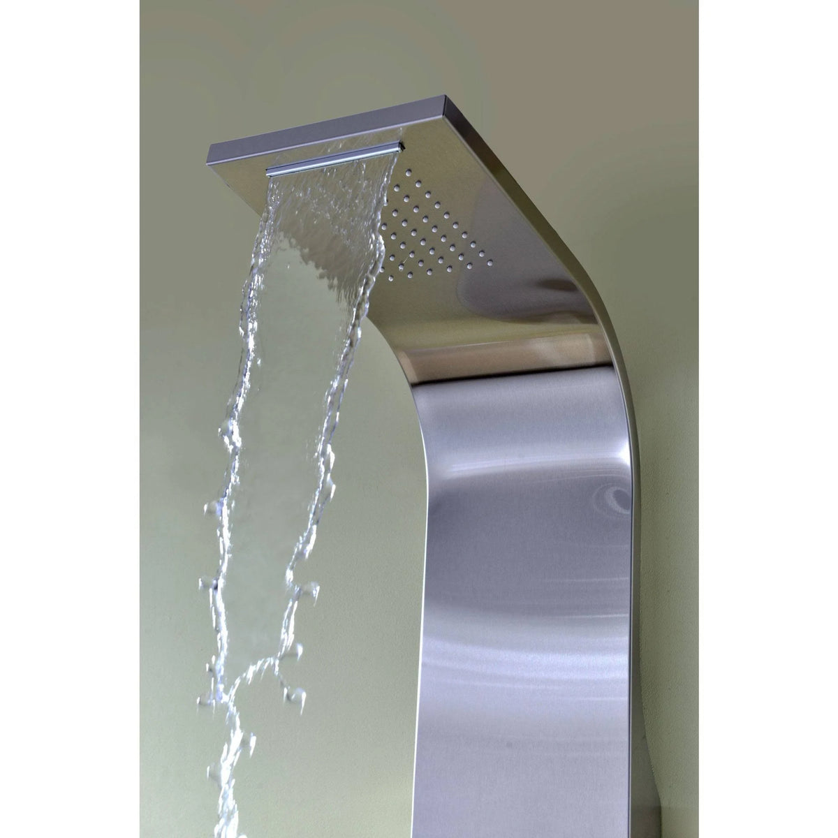 Brushed Steel 2-Jetted Shower Panel with Heavy Rain Shower and Spray Wand H90138