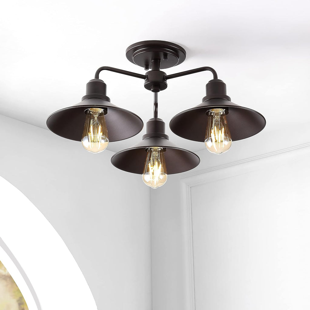 18.5 3-Light Iron Industrial LED Semi Flush Mount C63009