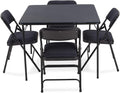 Navy Folding Card Table and Metal Folding Chair Set - 5 Pieces N269902