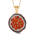 Crimson Fire Opal Oval 925 Sterling Silver Vermeil Yellow Gold Plated Pendant Necklace 20" Ct 1.87 Y869