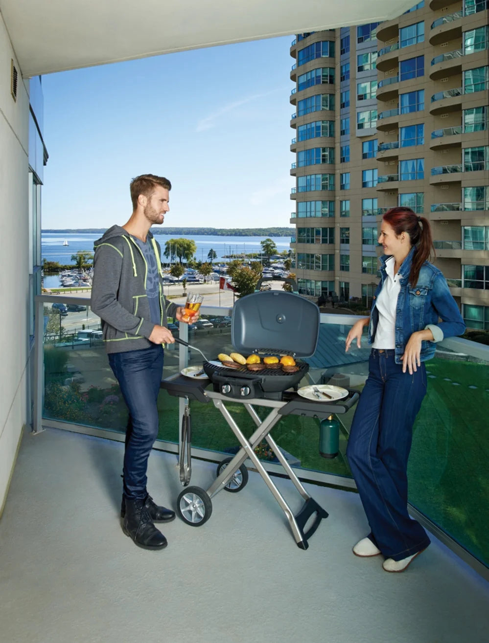 Red Portable Propane Gas Grill with Griddle I22570