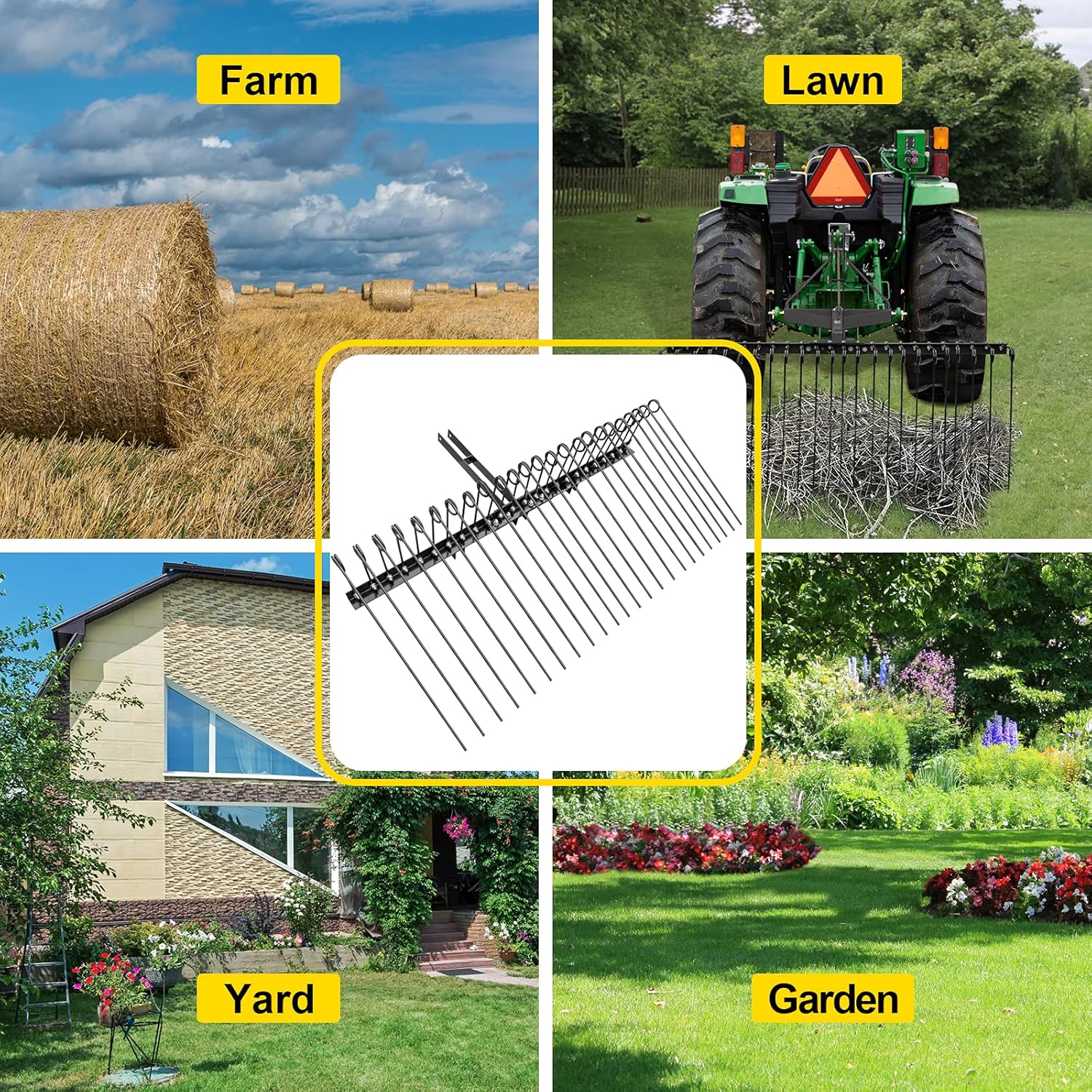 60 Inch 3-Point Tow Behind Landscape Rake with Spring Tines P1949
