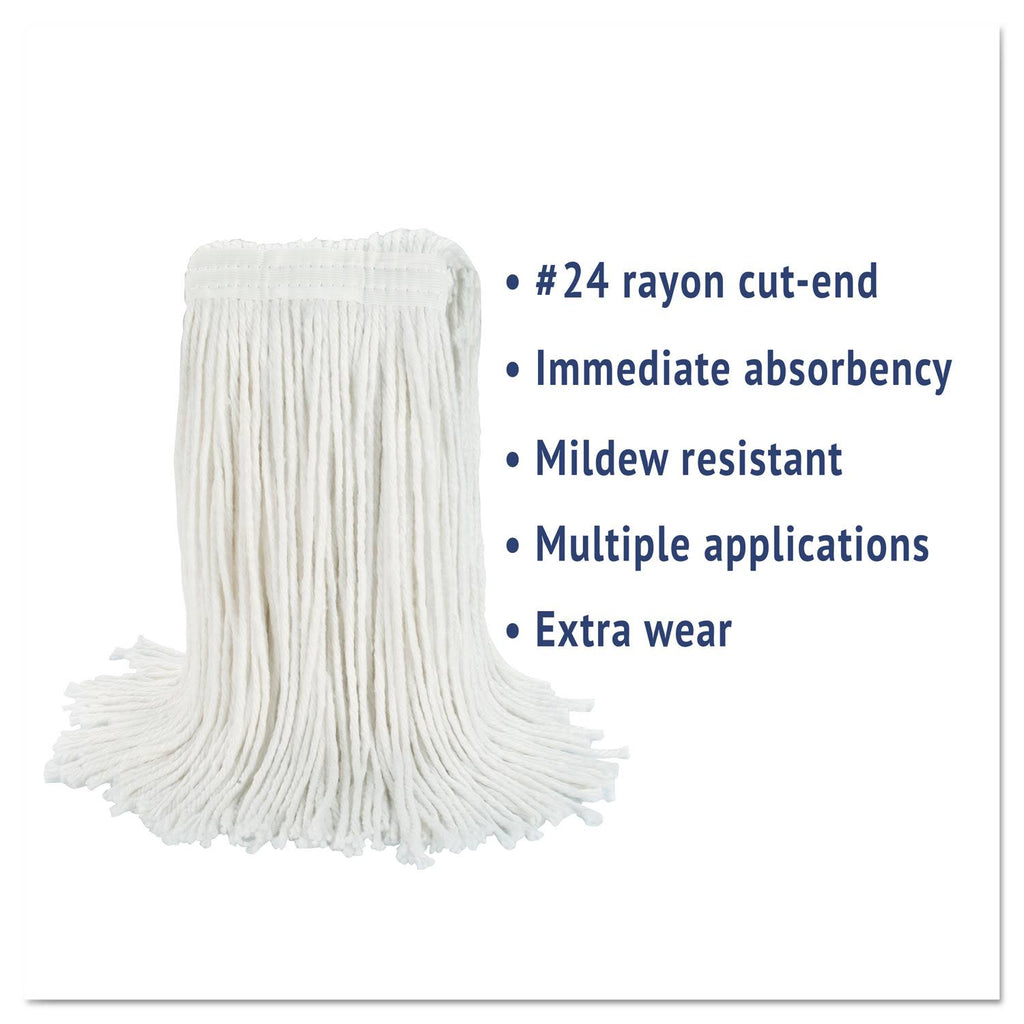 White Rayon Cut-End Wet Mop Head, 12/Carton R3464
