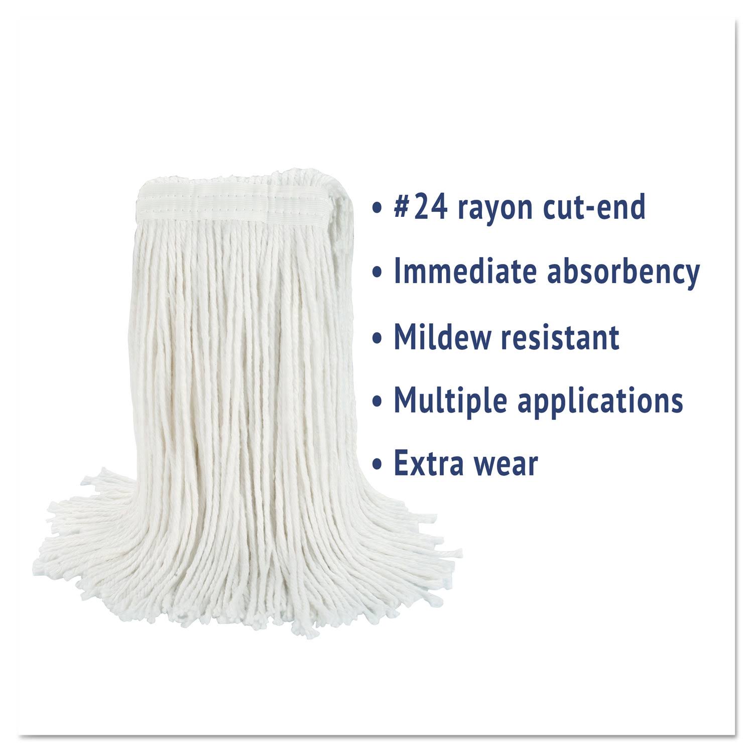 White Rayon Cut-End Wet Mop Head, 12/Carton R3464