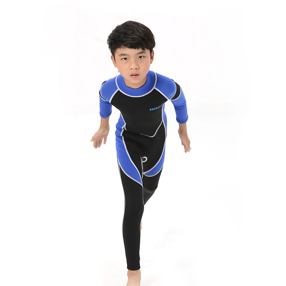 Kids Zippered Long Sleeve Diving Swimsuit Quick Dry One Piece Surf Suit E6302