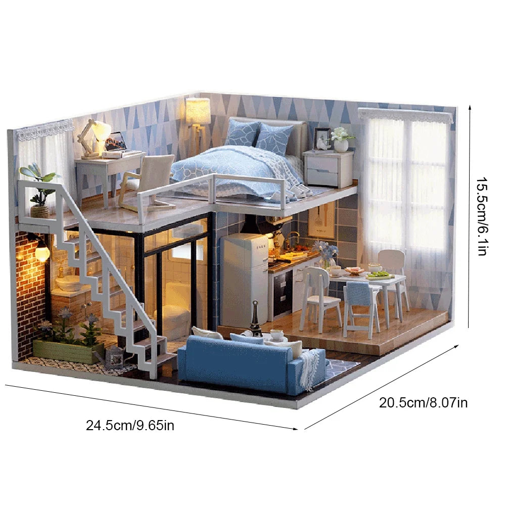 Christmas Wooden DIY Doll House Toy Kit with Music A51852