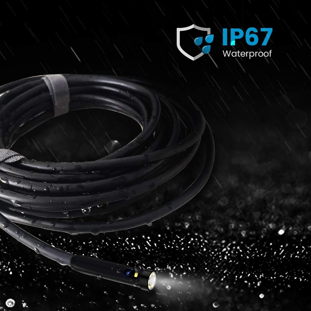 Endoscope 1080P HD Digital Borescope Camera Waterproof 4.5 Inch IPS Screen with 6 LED Lights, Semi-Rigid Cable, 32GB TF Card and Tool Bag (16.5FT) N2855