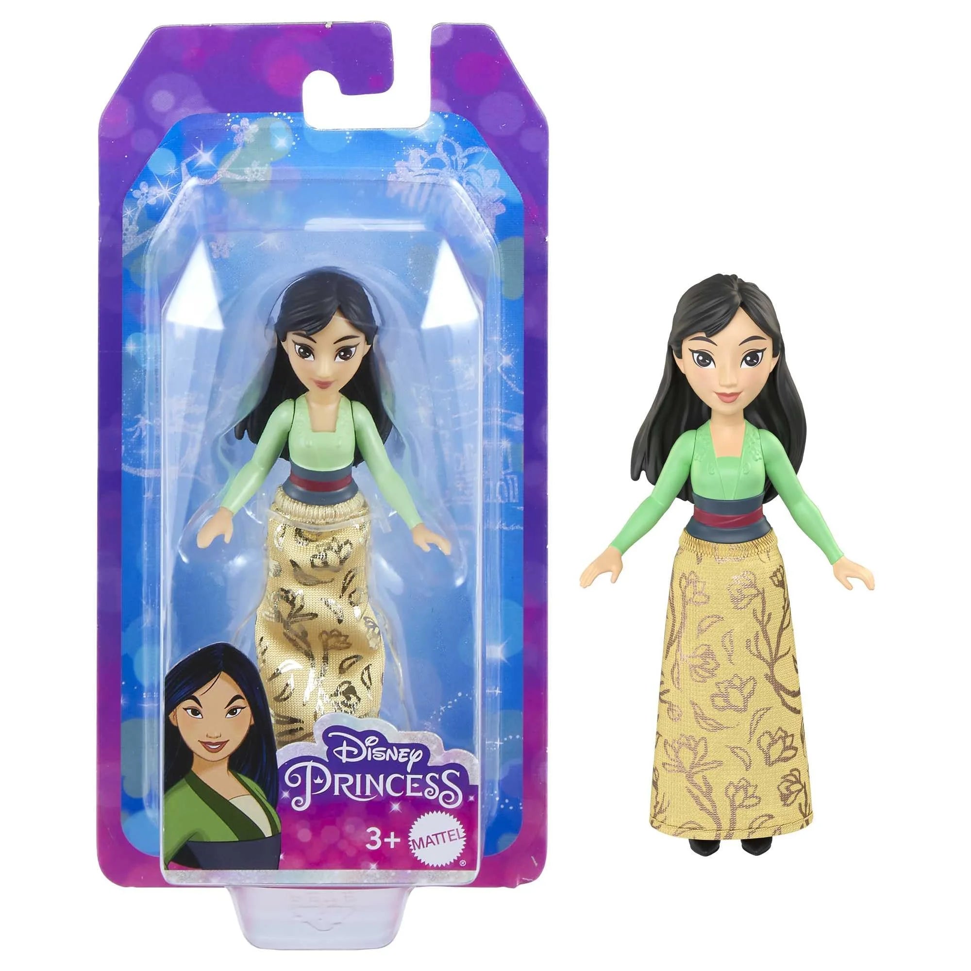 2 Disney Princess 3.5-inch Small Doll - Aurora & Mulan T725384