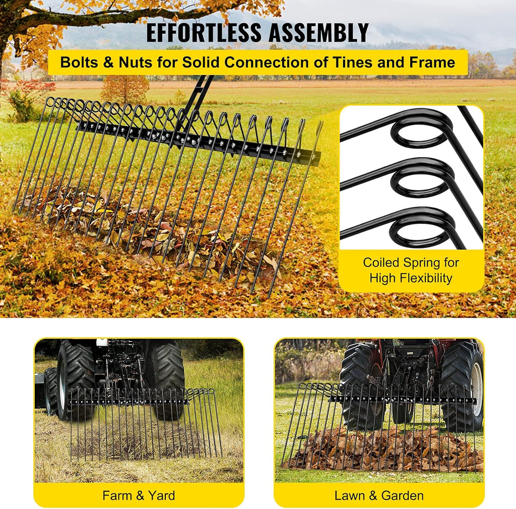 60 Inch 3-Point Tow Behind Landscape Rake with Spring Tines P1949