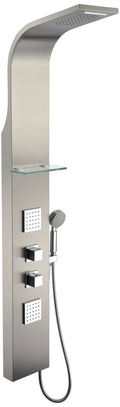 Brushed Steel 2-Jetted Shower Panel with Heavy Rain Shower and Spray Wand H90138
