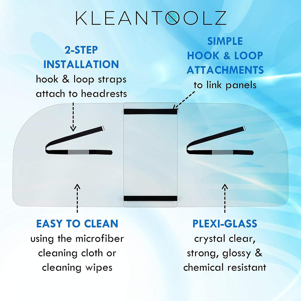 Adjustable Plexiglass Car Sneeze Guard Barrier with Microfiber Cloth V216