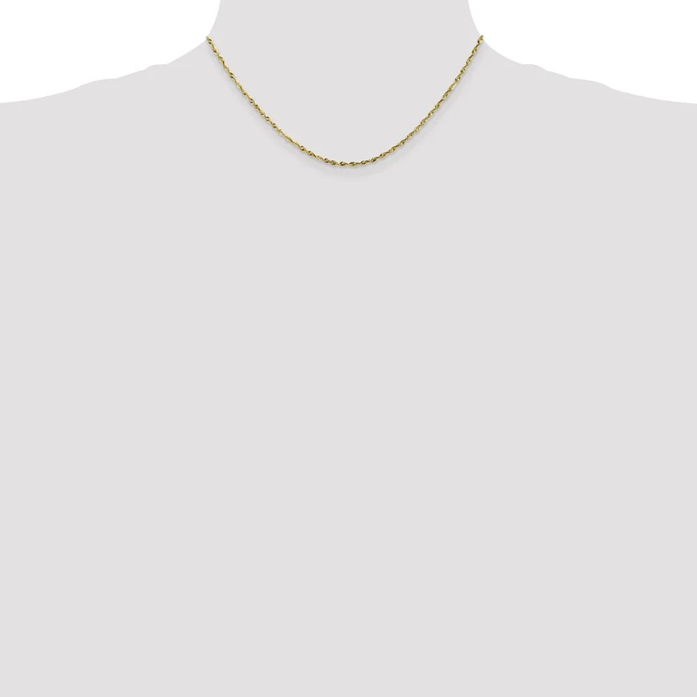 10kt Yellow Gold 1.8mm Diamond-Cut Lightweight Rope Chain 16 inch F476