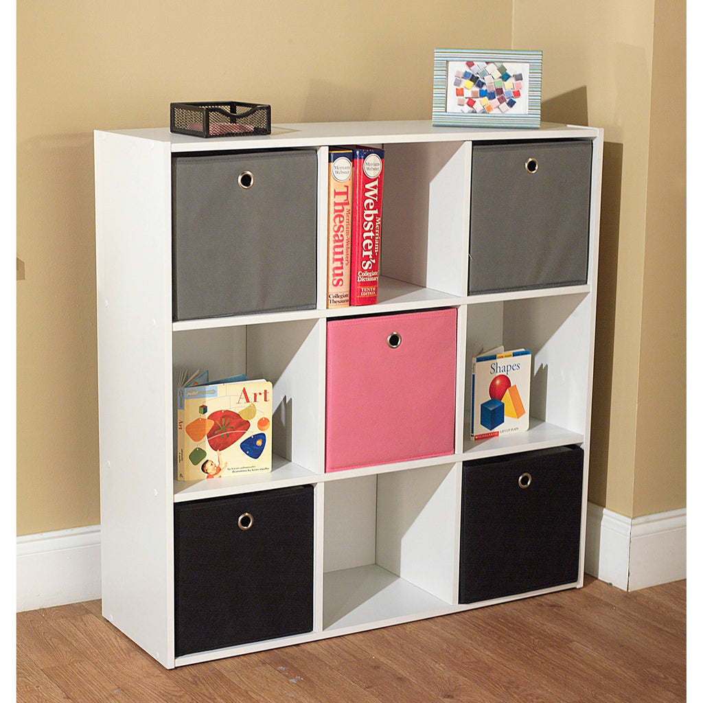 Contemporary Bin Bookcase with Five Storage Bins and Four Cubbies L690610