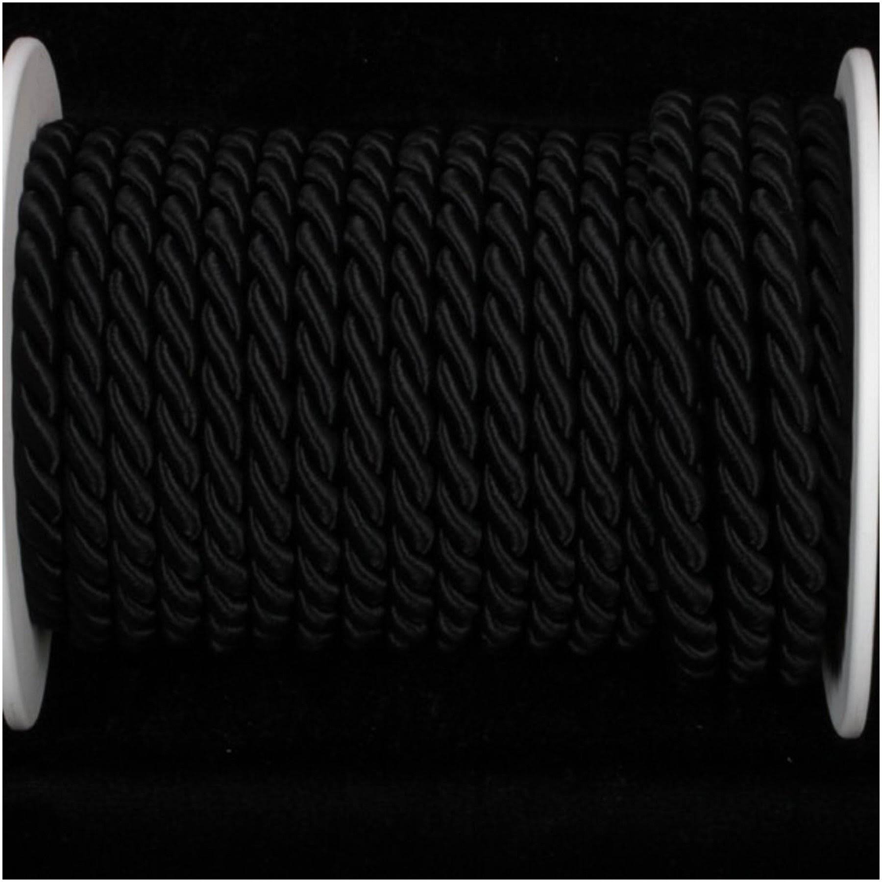 Black Braided Fabric Cording 11mm x 17 Yards Y160
