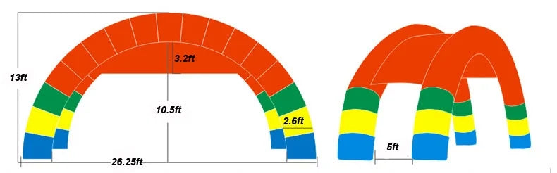 Inflatable Rainbow Twin Arches Wedding Arch Double Stander 26*13ft with Blower U31500