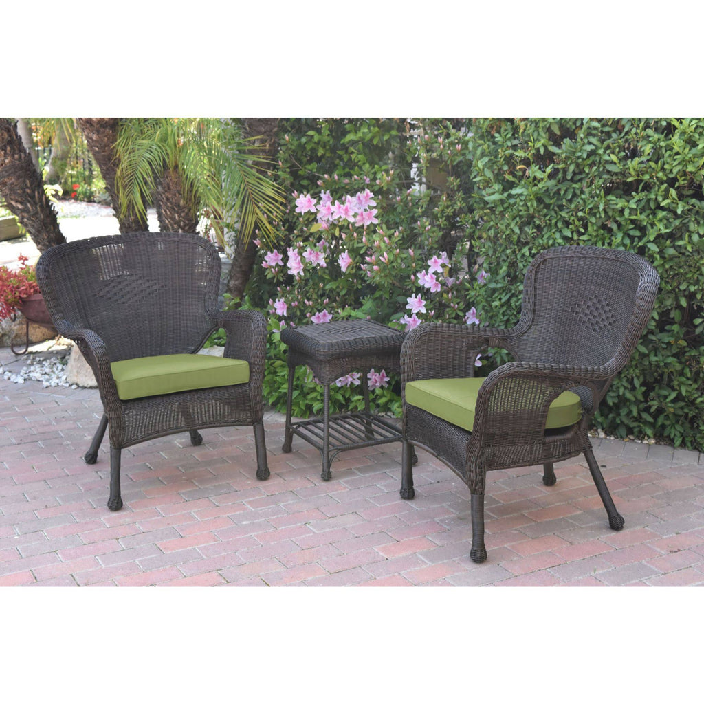 Green Resin Wicker 3 Piece Patio Conversation Set Q252105