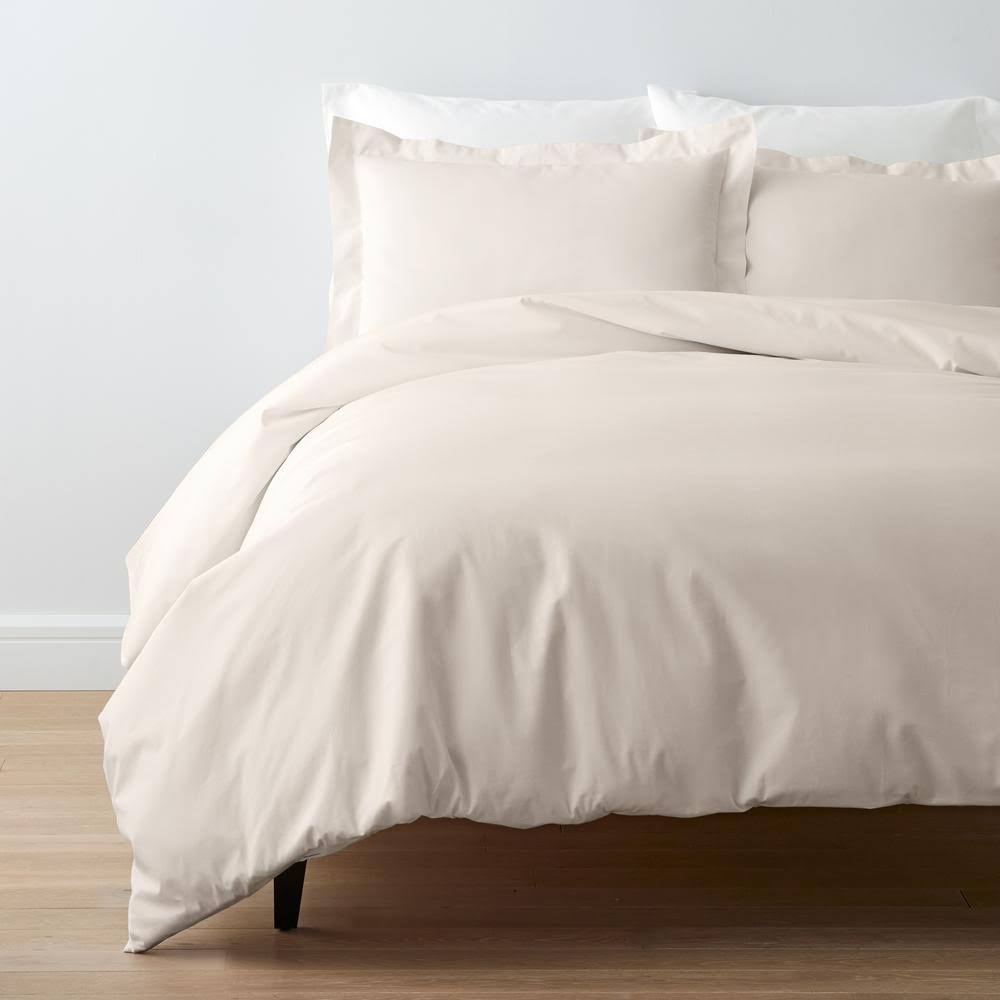 Ivory Solid Cotton Percale King Duvet Cover L73694