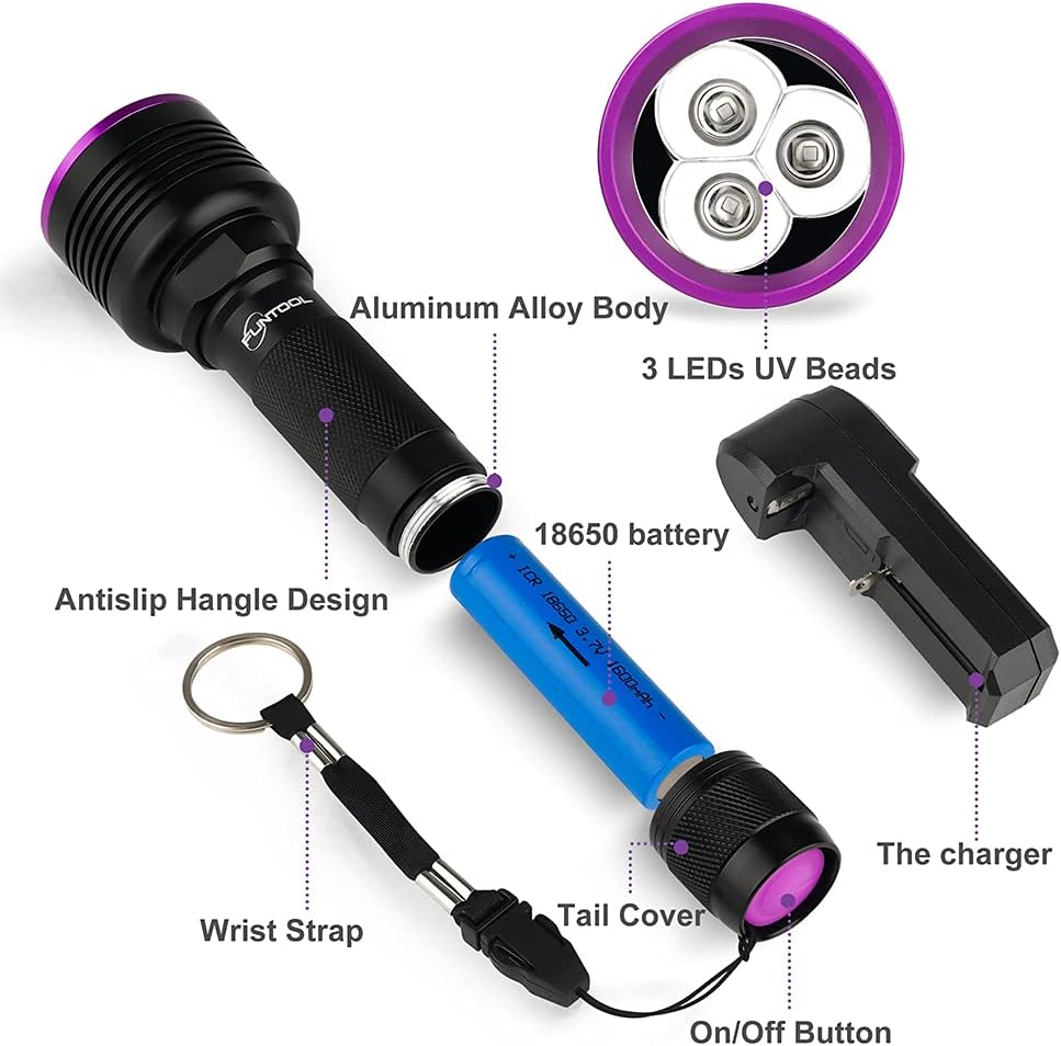 2 Pack Rechargeable UV Flashlight 385-395nm Z327780