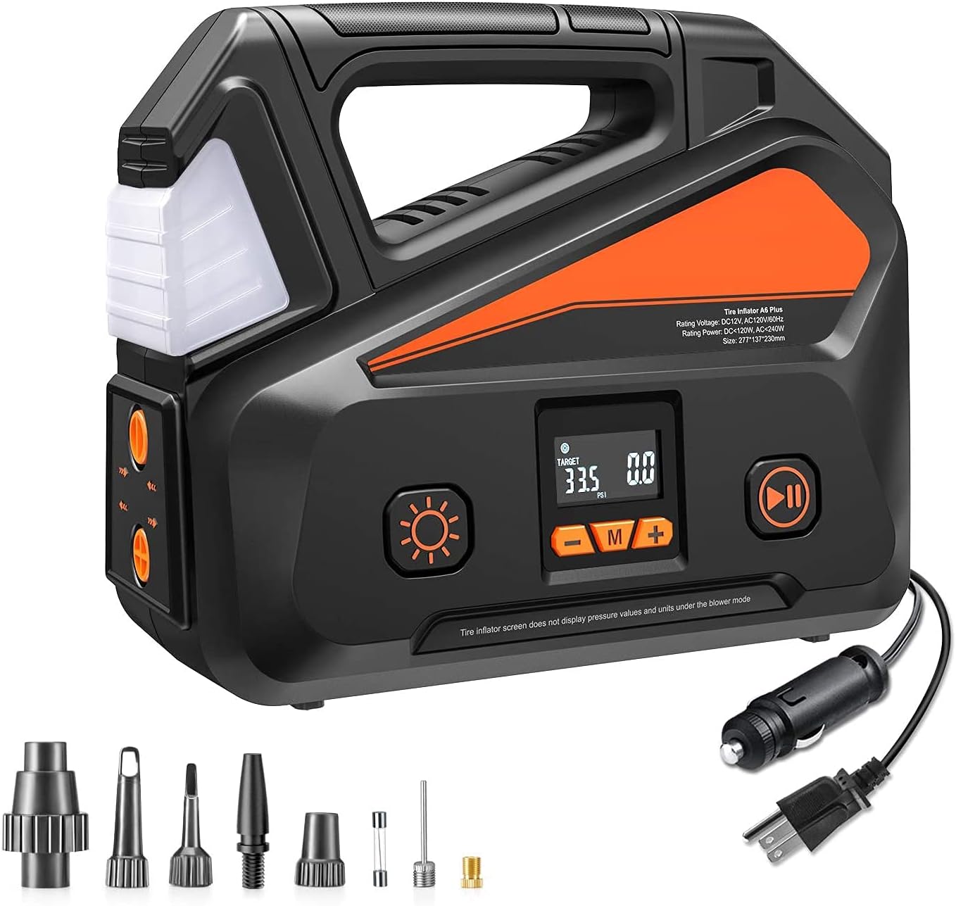 Tire Inflator Portable Air Compressor with Pressure Gauge, Pack of 2 V8411