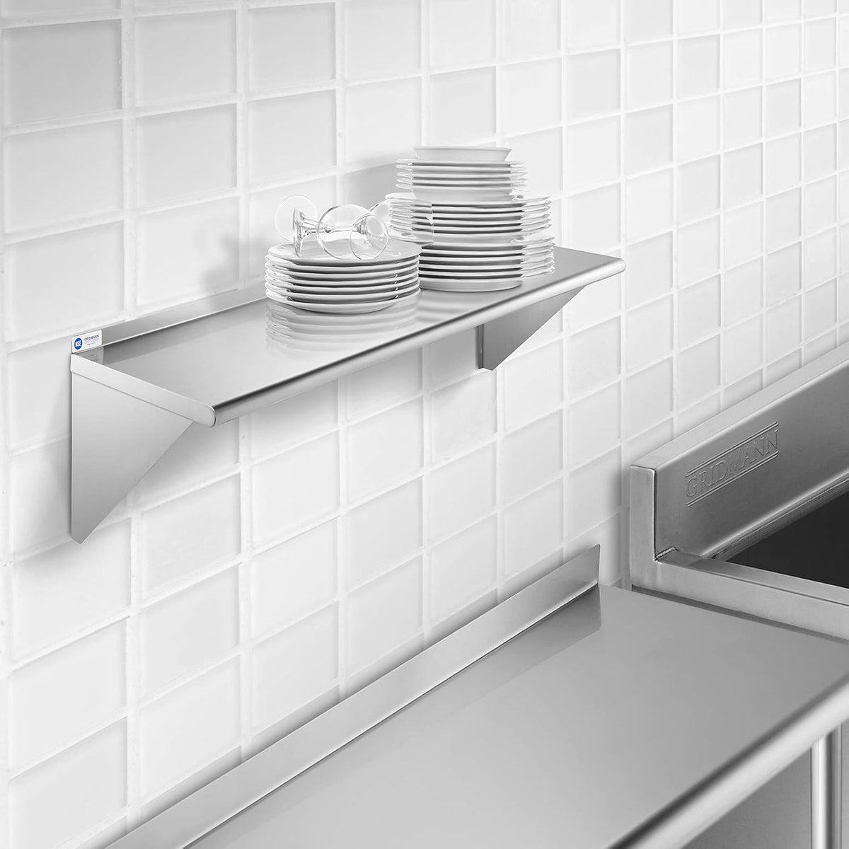 NSF Stainless Steel 12" x 48" Wall Mount Shelf with Backsplash Pack of 2 H176762