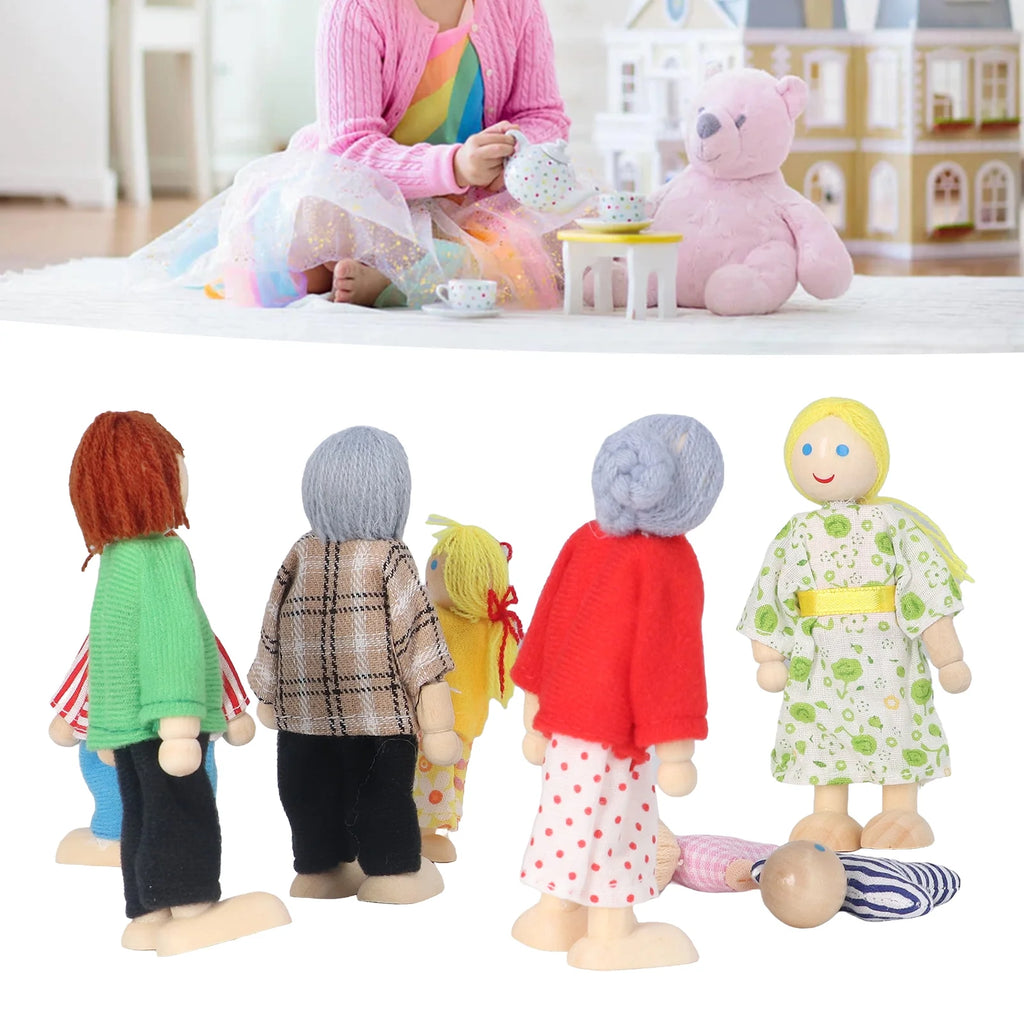 8pcs Wooden Dollhouse People Figures L98112