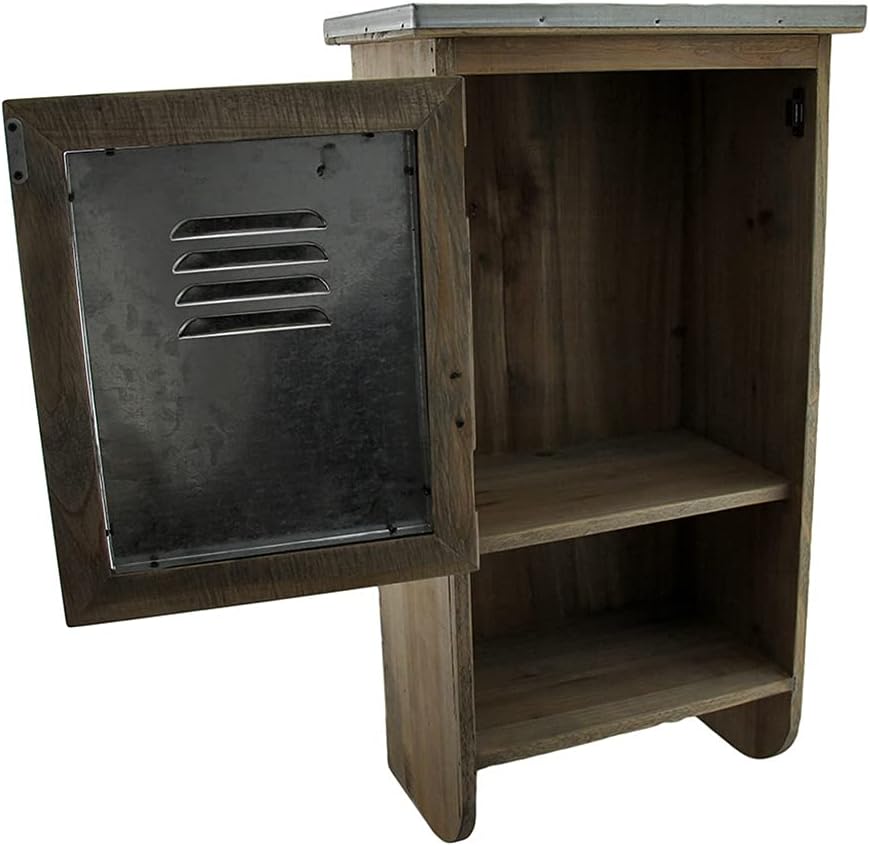 Rustic Reclaimed Wood Wall Cabinet with Shelf and Hooks, 20 in. Pack of 2 K8371
