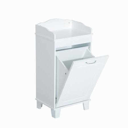 White Wooden Laundry Hamper Cabinet W316647