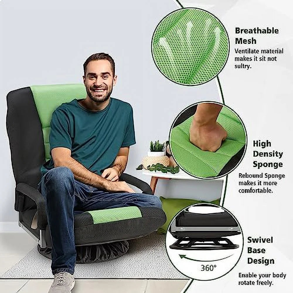 Swivel Floor Gaming Chair with Armrests Folding Video Reclining Sofa M3247