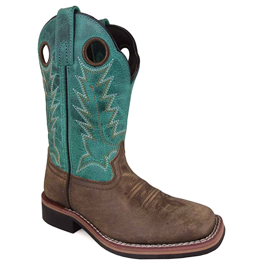 Brown Distress Turquoise Western Boots A933573