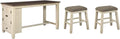 Whitewash Farmhouse Counter Height Dining Table with Storage Cabinet M4360