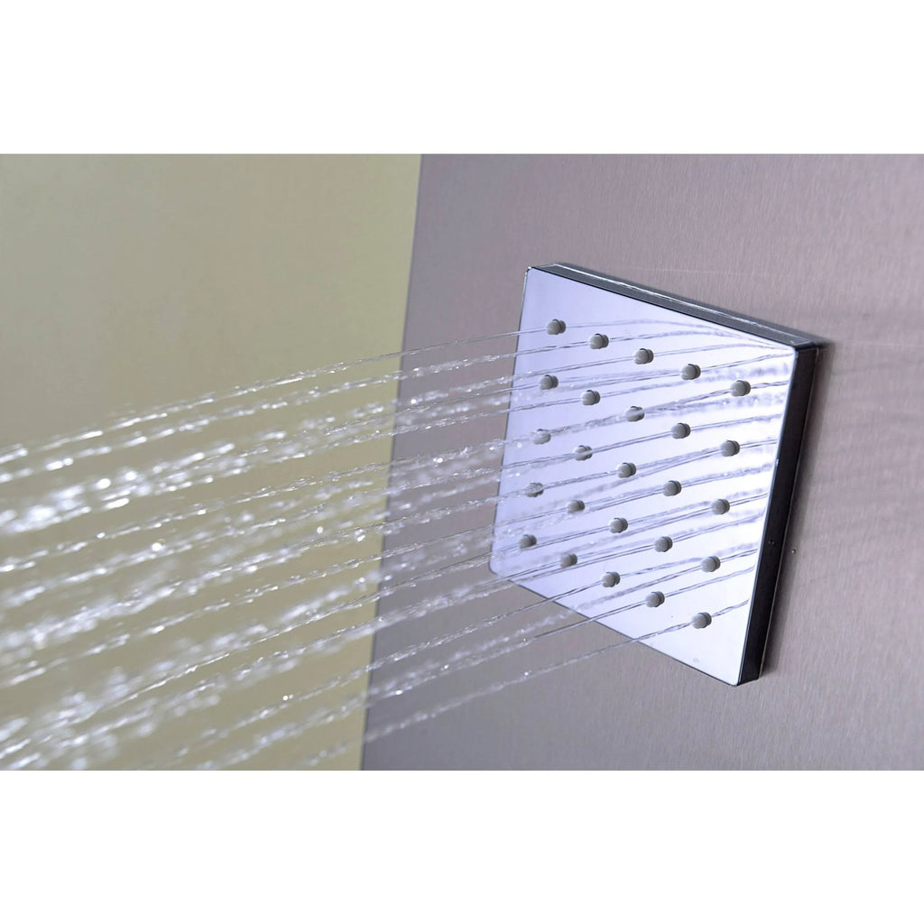 Brushed Steel 2-Jetted Shower Panel with Heavy Rain Shower and Spray Wand H90138