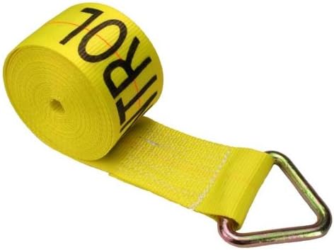 4 Inch x 30 Foot Yellow Winch Straps with D-Ring 10 Pack W825
