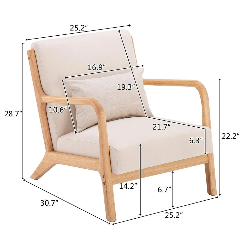 Beige Fabric Single Sofa S884