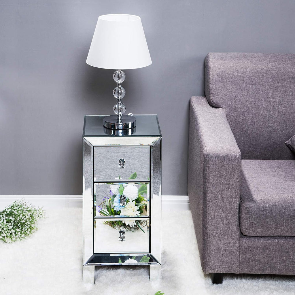 Mirrored Wood Cabinet with Drawers and Cabinet S44590