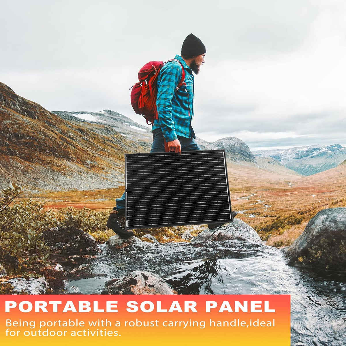 200 Watt 12 Volt Monocrystalline Portable Foldable Solar Panel Suitcase with Waterproof 30A Charger Controller T7440