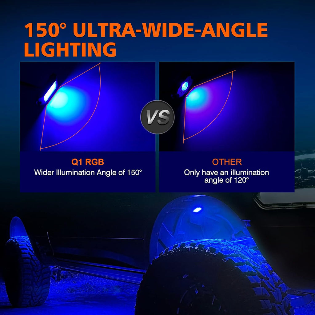 4 Pods Multicolor RGB LED Rock Lights Waterproof M117