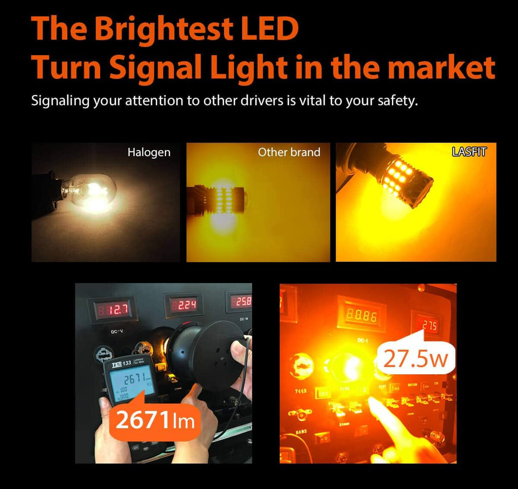 3157 LED Turn Signal Light Bulb Amber Yellow (Pack of 2) E233492