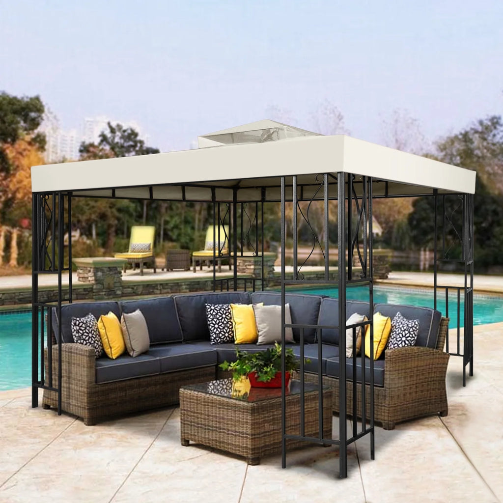10 x 10 Feet Gazebo Canopy Top Replacement Cover with Plain Edge Polyester Y9739