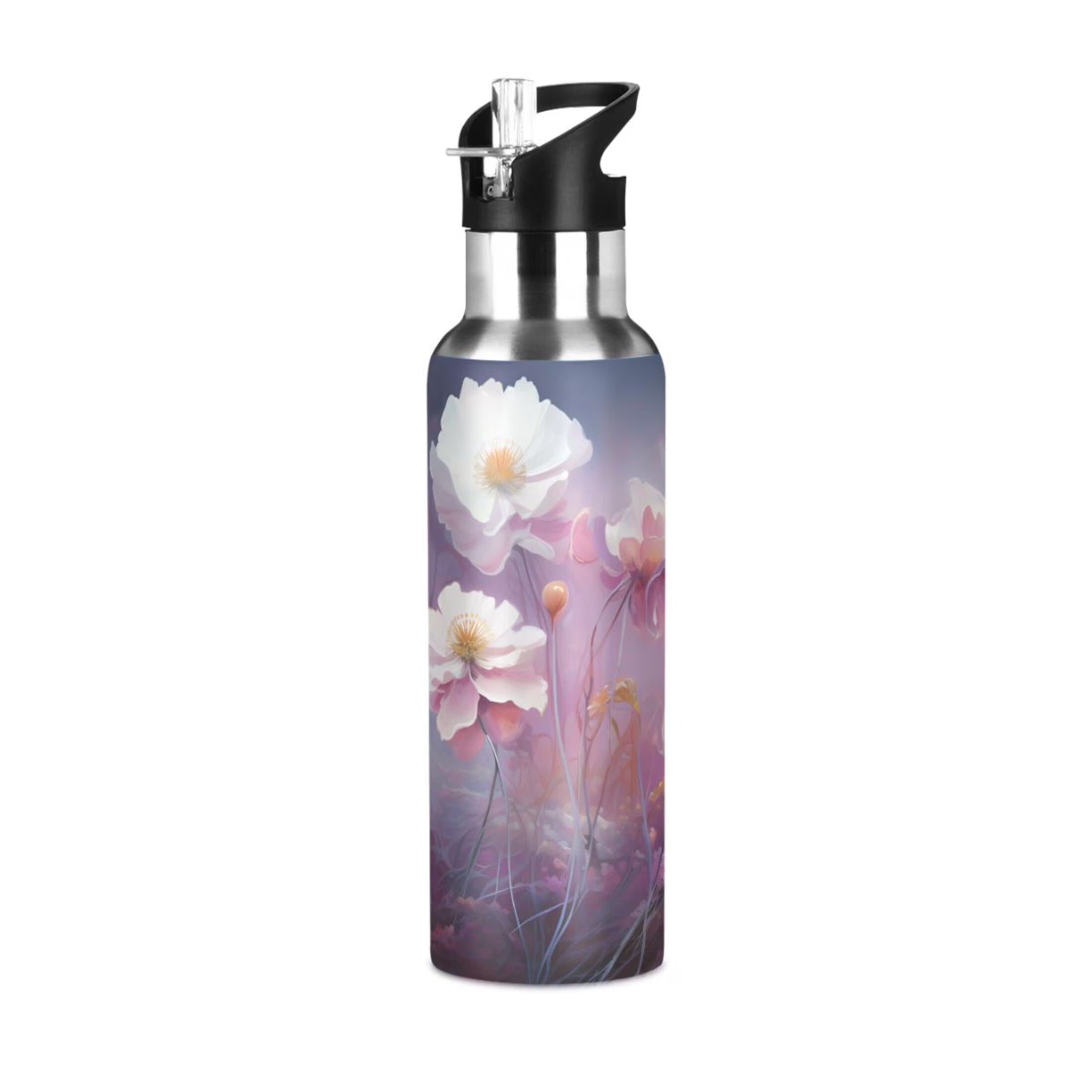 20 oz Insulated Stainless Steel Water Bottle with Straw Lid L2178