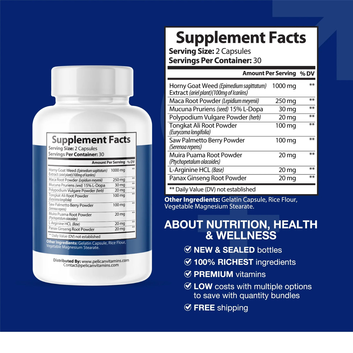 2 Bottles 120 Capsules Libido Stamina Cholesterol Supplement P885